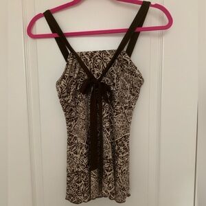 NWOT Speechless Brown and Cream Halter with Adjustable Bow Tie